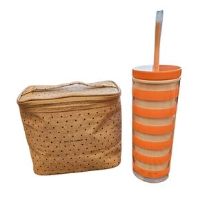 NEW Kate Spade ♠️ Striped Tumbler with "Out To Lunch" Zippered Tote